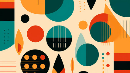 
Generate an abstract mid-century pattern with geometric shapes, ideal for packaging design. Generative AI