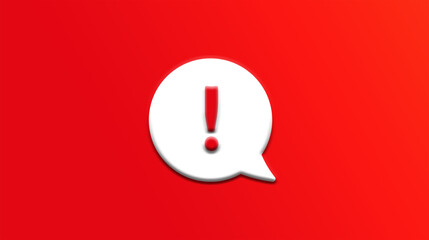 Exclamation mark on a text balloon or speaking bubble with gradient red background. Text bubble and exclamation mark concept web vector illustrarion.