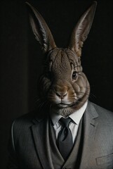 a bunny in a suit, tie and a tuxedo
