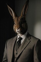 a bunny in a suit, tie and a tuxedo