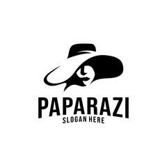 Illustration paparazi logo design with a silhouette model covering her face, Fashion Luxury Glamour Elegant Woman silhouette vector template. Lady negative space,  Beauty face women view vector