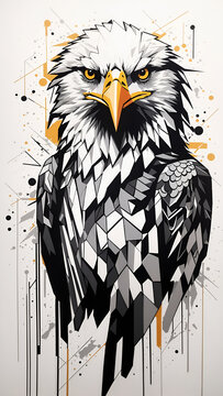 Abstract Eagle Artwork Geometric Acrylic Painting Colorful Background Digital Art Design