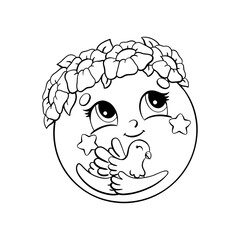 Coloring page for kids. Digital stamp. Cartoon style character. Vector illustration isolated on white background.