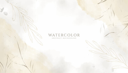 Abstract horizontal watercolor background. Neutral light colored empty space background illustration - obrazy, fototapety, plakaty
