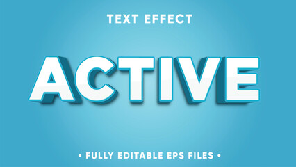 Active kids 3d style editable text effect with blue template