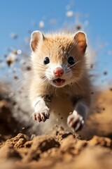 a small rodent running through dirt