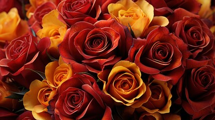 Naklejka premium Close Beautiful Red Yellow Roses, Background Image, Desktop Wallpaper Backgrounds, HD