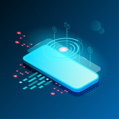Technological phone in isometric