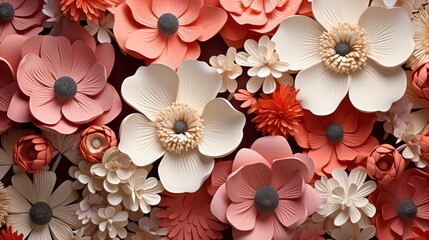 Colorful Flowers Paper Background Red Pink, Background Image, Desktop Wallpaper Backgrounds, HD