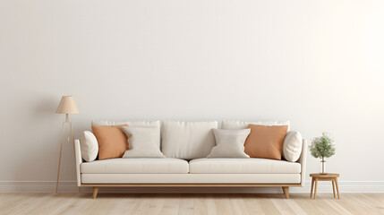 empty mockup blank cushion sitting on a leather sofa.