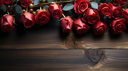 Beautiful Valentine Red Roses On Wood, Background Image, Desktop Wallpaper Backgrounds, HD