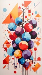 Abstract Grapes Artwork Geometric Acrylic Painting Colorful Background Digital Art Design