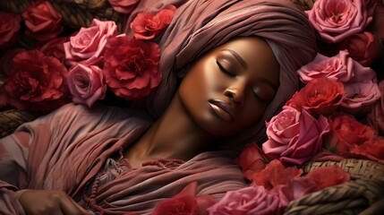 Beauty African Woman Roses, Background Image, Desktop Wallpaper Backgrounds, HD