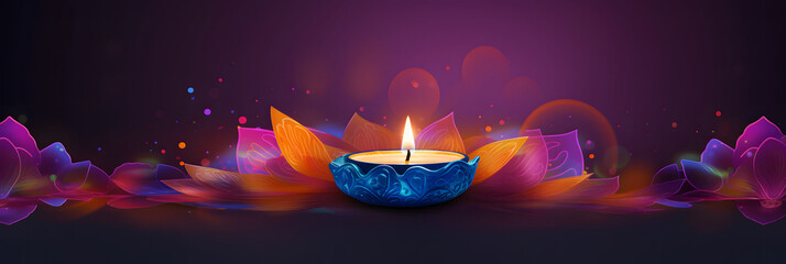 happy diwali festival background with oil lamp copy space.