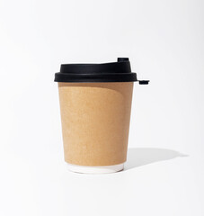 Takeaway paper cup, coffee mug to go. Take-away brown drink container