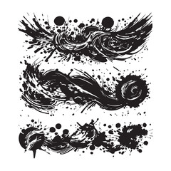 Hand-drawn Vector Collection: Bright Abstract Ink Splashes and Grungy Silhouettes - Modern Artistic Elements for Creative Designs