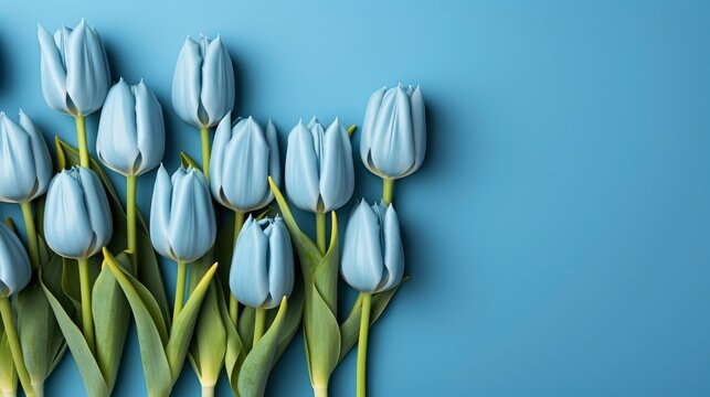 Blue Background Flowers Tulips Close Different, Background Image, Desktop Wallpaper Backgrounds, HD