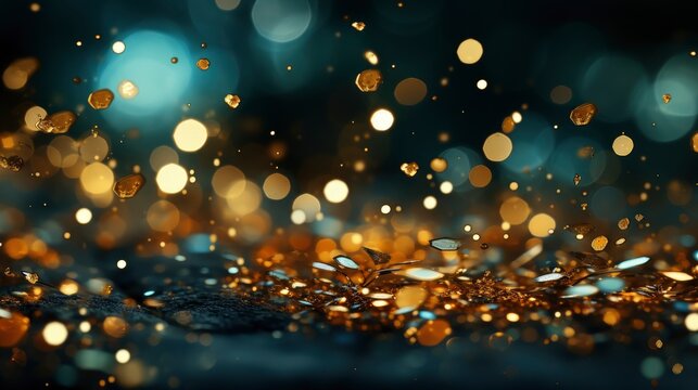 Bokeh Golden Glitter Texture Colorfull Blurred, Background Image, Desktop Wallpaper Backgrounds, HD