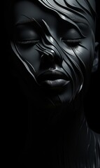 a woman with black paint on her face