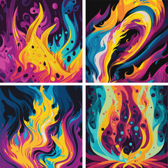 abstract colorful background with flames