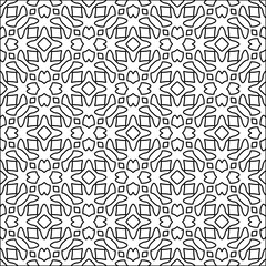  Figures from lines.Abstract background. Black  pattern for web page, textures, card, poster, fabric, textile. Repeat pattern. 