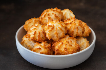 Homemade coconut cookies on the plate.Passover food	