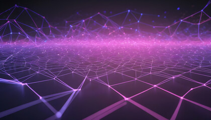 Obraz premium Abstract polygonal space low poly dark background with connecting dots and lines. Generative AI