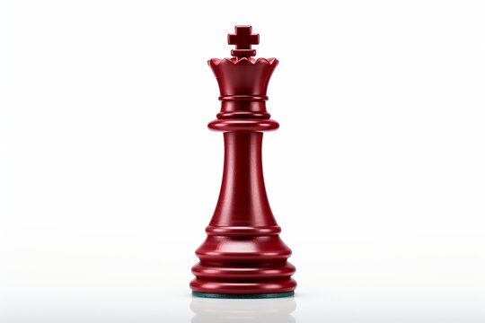 Chess Piece Red King Isolated on a White Background