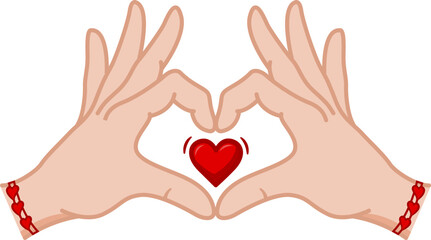 Hands folded in the shape of a heart. Gesture with fingers. Sign of Love. Vector Illustration for Valentines Day