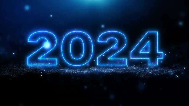 2024 happy new year 2024 animated text new year neon 2024 , loop looping 
