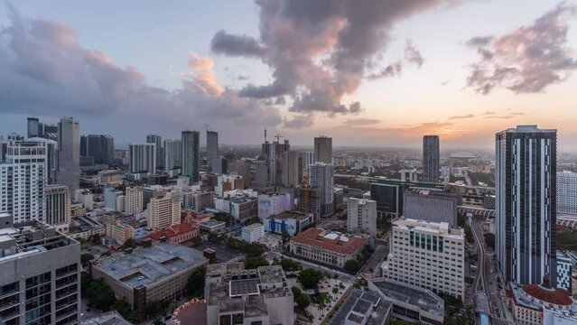 Downtown Miami Skyline Day to Night Time Lapse