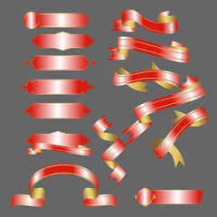 Ribbon with a combination of red and gold. Retro and antique. For design, banners, invitations