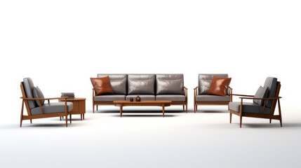 Modern living room interior in 3d. Modern interior furniture set in 3d.