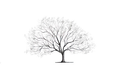 Obraz premium Draw continuous lines of trees on separate transparent or white backgrounds.