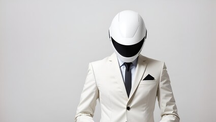 Faceless White Portrait Man with Suit Digital Background Abstract Mask Design