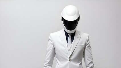Faceless White Portrait Man with Suit Digital Background Abstract Mask Design