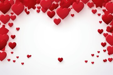A large group of red hearts on a white background
