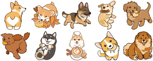 Sticker Art Heartwarming Doggy Delights: Captivating Images of Various Canine Companions
