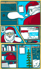 comics santa claus before new year and christmas