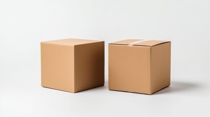 Fototapeta premium stack of cardboard boxes isolated on white background online sell concept