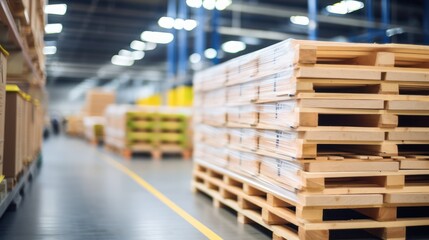 Pallet for use at warehouse in warehouse background 