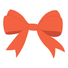 Simple hand drawn ribbon bow collection. Orange bow. Bowknot for decoration.