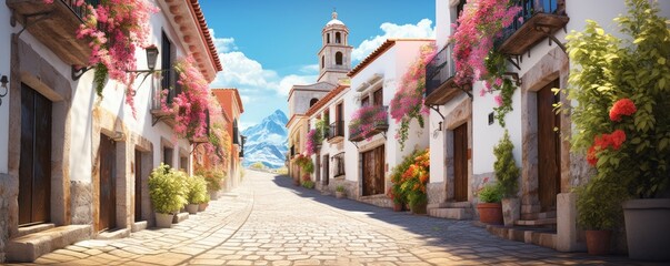 Fototapeta na wymiar Amazing narrow spanish old street