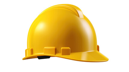 Yellow hard hat, protective helmet isolated on transparent background, PNG image with background removed, Created with Generative Ai technology.