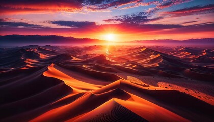 Desert Dawn: Sunlight Caressing Sand Dunes at Sunrise Illustration

