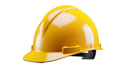 Fototapeta premium Yellow hard hat, protective helmet isolated on transparent background, PNG image with background removed, Created with Generative Ai technology.
