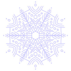 light blue handdrawn lineart snow flake illustration on transparent background christmas holiday season