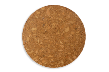 close up of round cork coaster  isolated,  transparent background, png