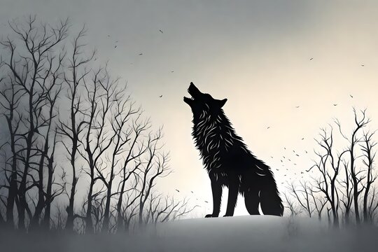 Silhouette of the wolf 