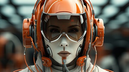 Female Cyber Robot with artificial intelligence.